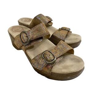 Dansko Tan/Multicolor Suede Sophie Sandal Comfort Shoes Women's EU Size 40 EUC